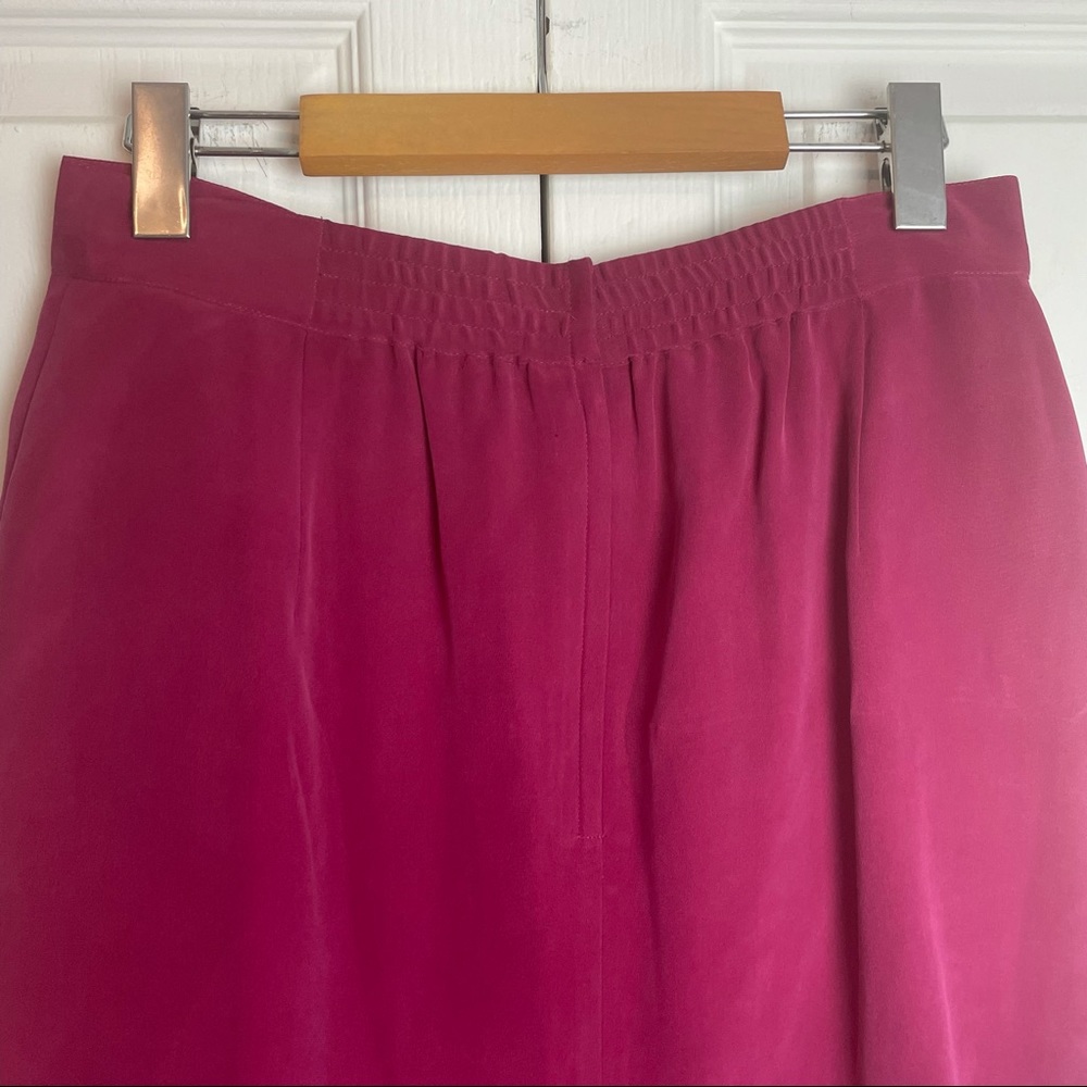 SILK Raspberry Hued Straight Skirt - Picture 4 of 7